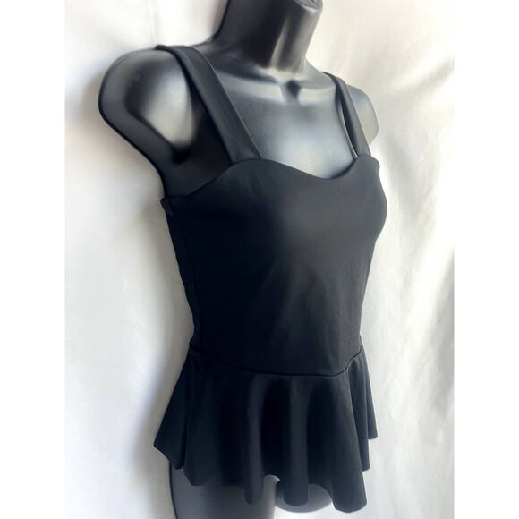 Kiava Black Tankini Swim Top Size S Babydoll Ruffle Girly Classic Cute Classy - Picture 3 of 10